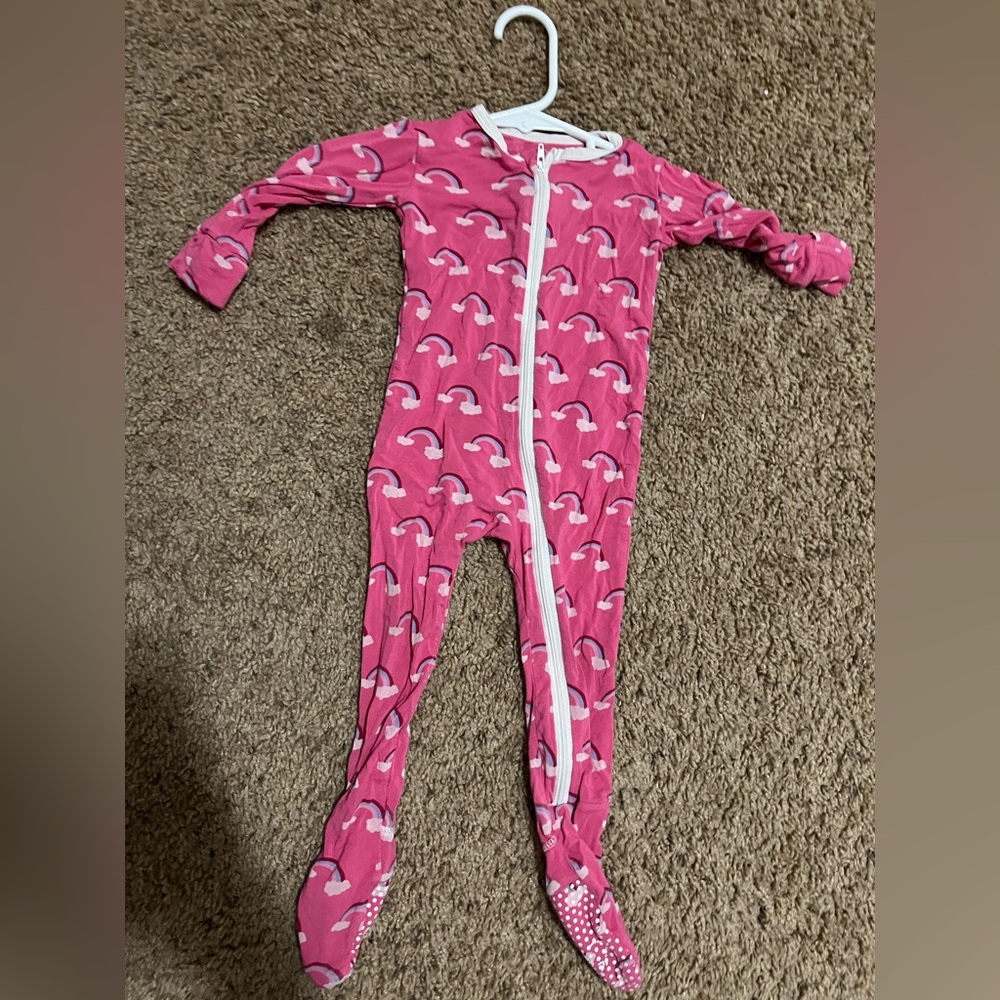 Kickee Pants Pink One Piece with Rainbow Design